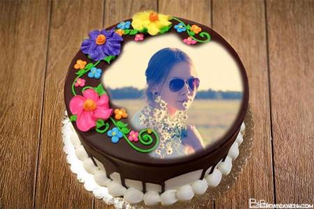 Happy Flower Chocolate Birthday Cake By Photo Online